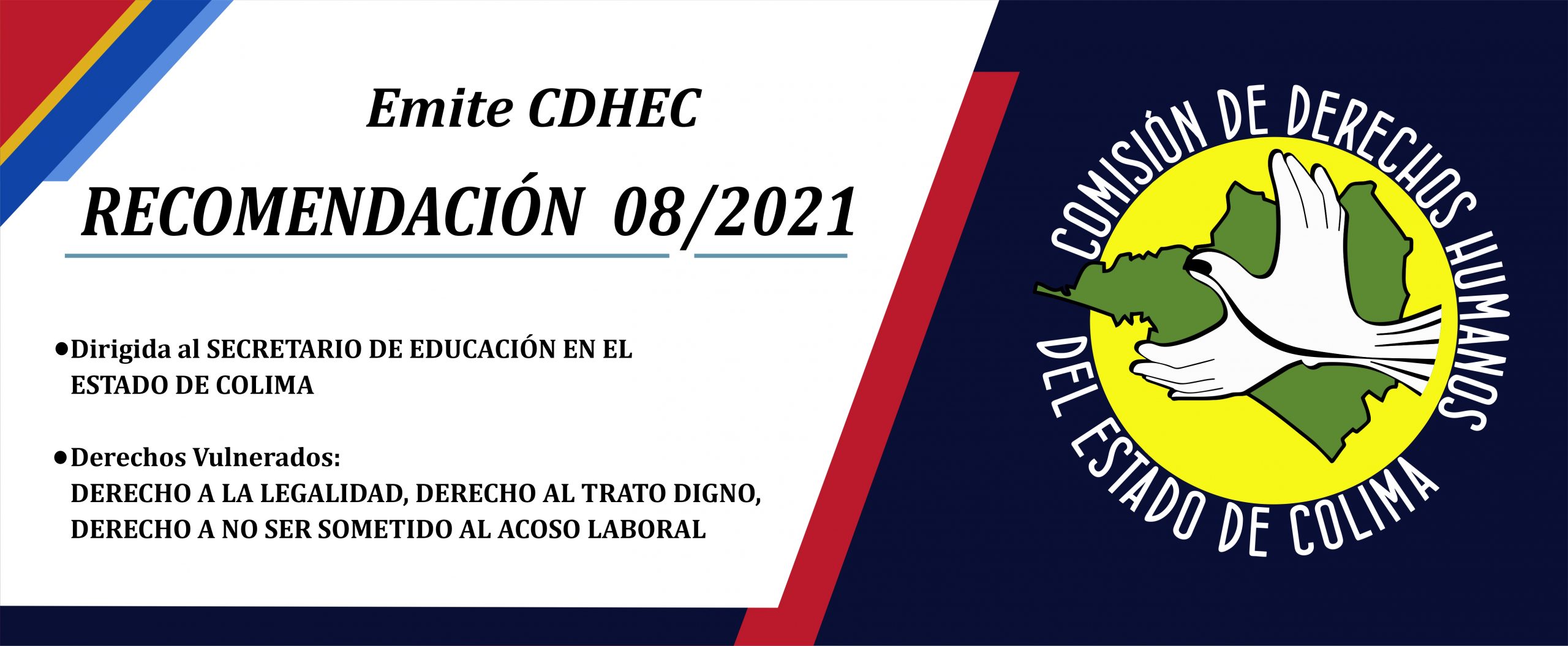 CDHEC emite Recomendación al Secretario de Educación del Estado