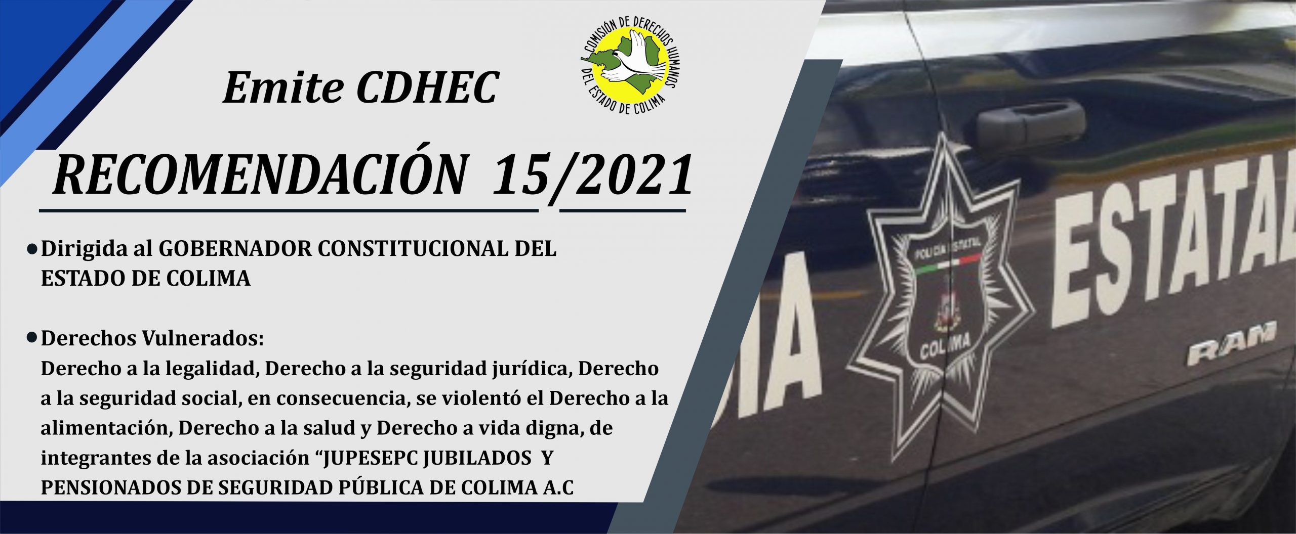 Emite CDHEC Recomendación 15/2021