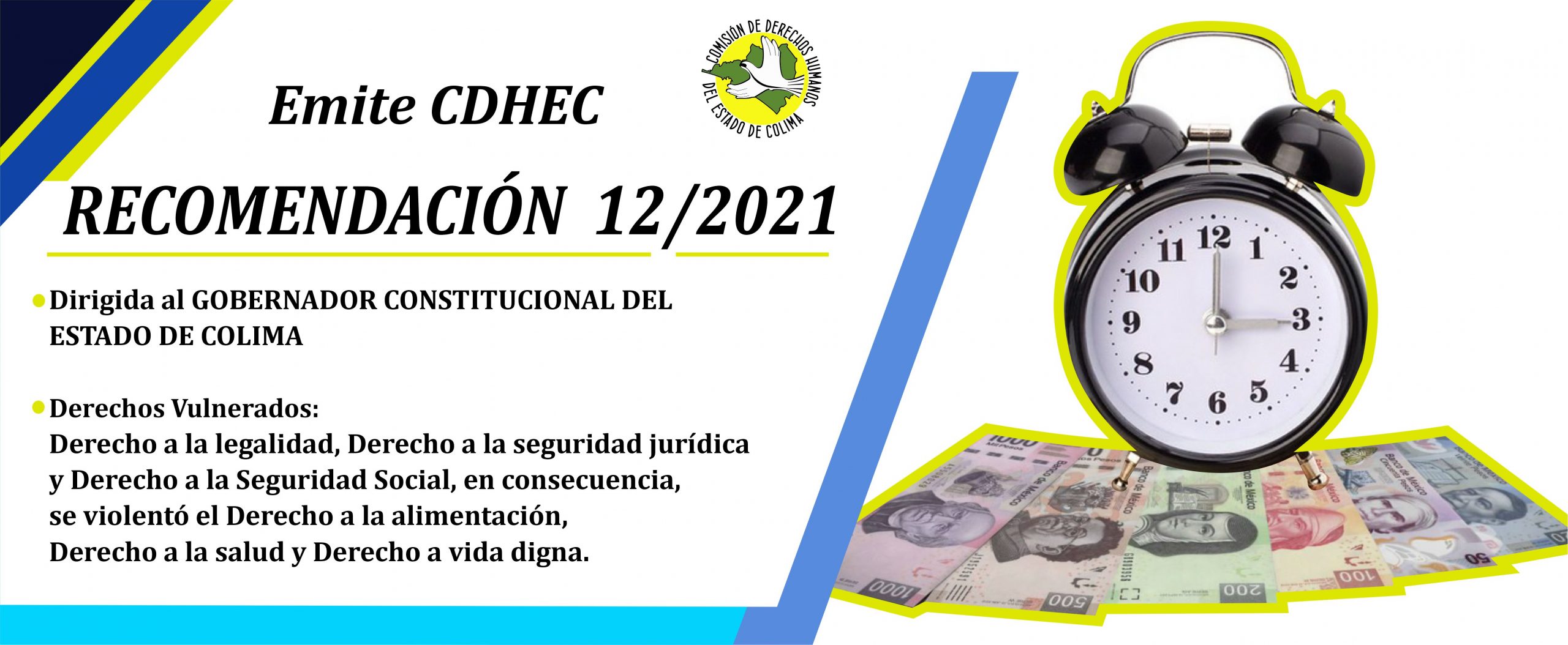 Emite CDHEC Recomendación al Gobernador Constitucional del Estado de Colima