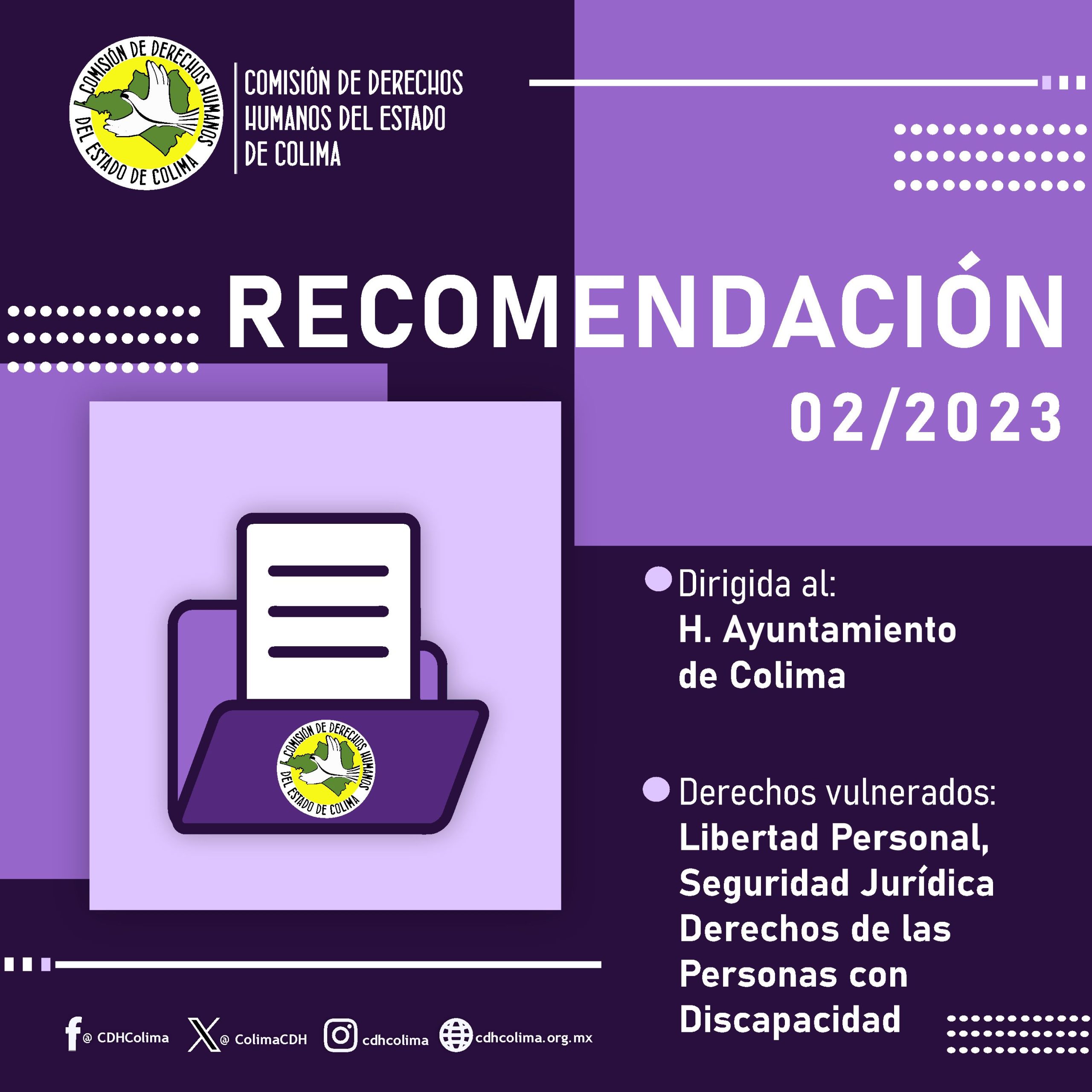 CDHEC emite Recomendación al Ayuntamiento de Colima